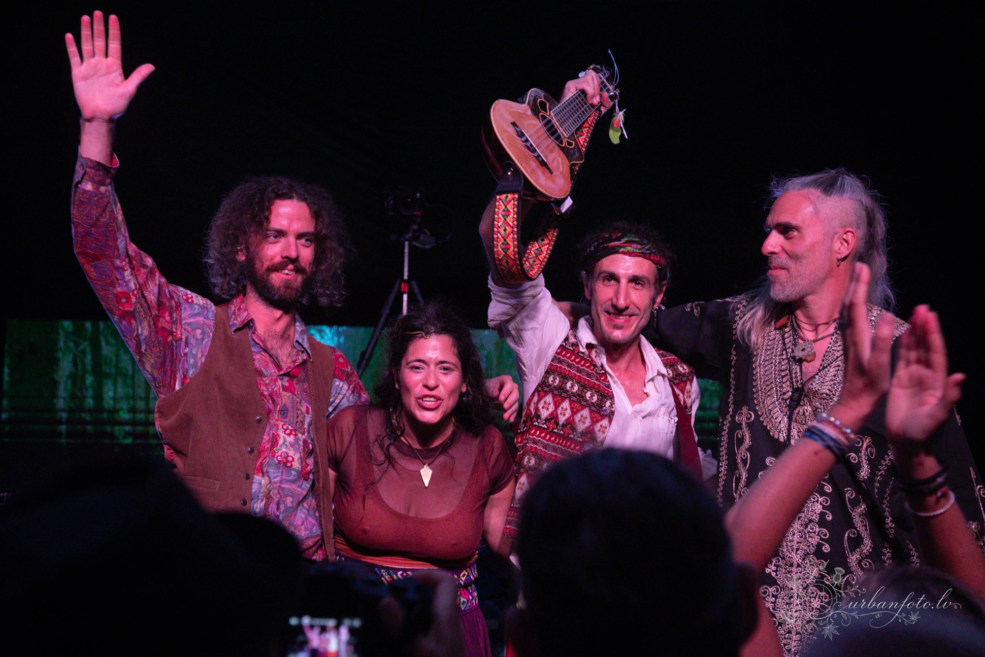 La Forasteria celebrating together after their powerful BŪTĪBA Festival 2026 performance on stage. 🎶🔥