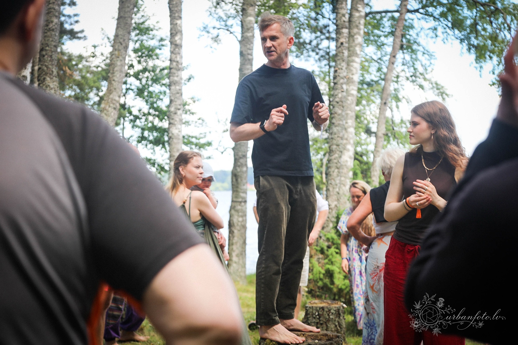 Jānis Skutelis leading an improvisational theatre workshop at BŪTĪBA Festival 2026