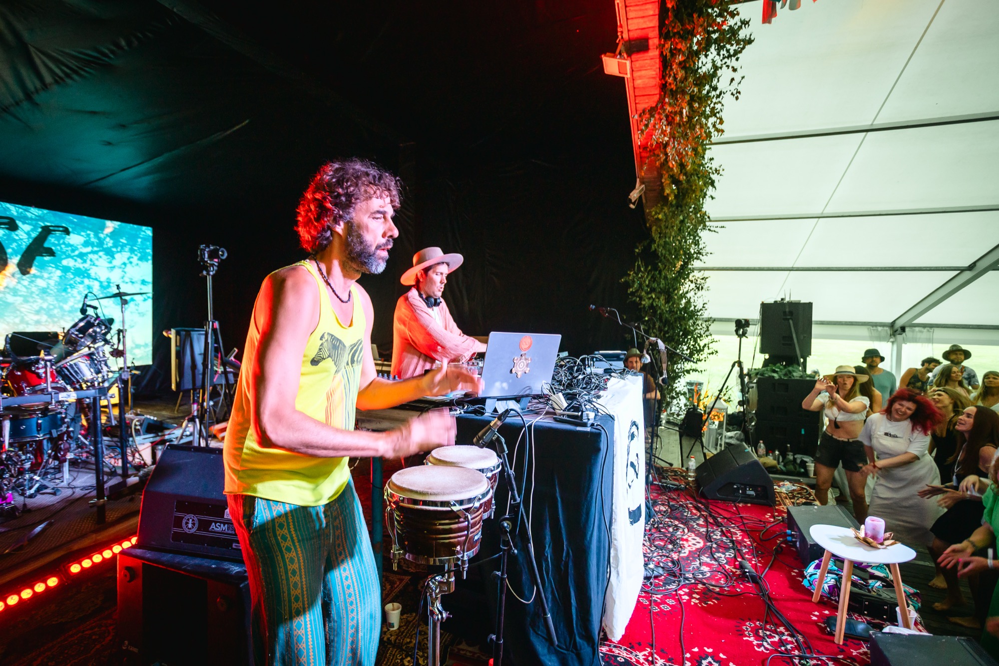 Pascal de Lacaze and Mose leading an ecstatic dance session at BŪTĪBA Festival 2026